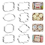 8 PCS Plaque Cookie Cutter Frame Shapes Sugar Sign Cookie Cutters Name Plate Cookie Cutter for...