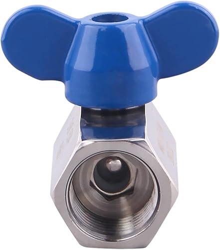 Miniatura 2 de DERNORD Mini válvula de bola de acero inoxidable 38" rosca NPT hembra y macho (paquete de 2)