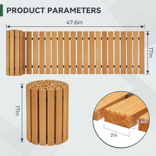 Image of ORTIZA 4FT Wooden Garden Pathway Walkway, Outdoor Roll Out Decorative Walkway, Weather-Resistant Non-Slip Patio Path, Portable Pavers Boardwalk for Backyard, Lawn, Beach, Garden Party - Orange