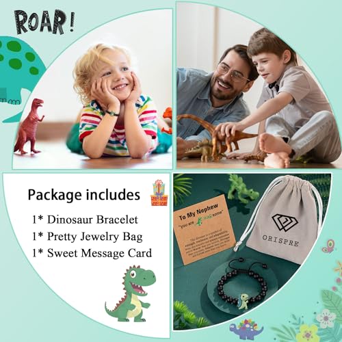 Image of Dinosaur Bracelet for Son /Grandson /Nephew /Brother on Valentines /Christmas /Birthday Graduation