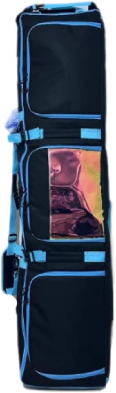 Wheeled Snowboard Storage Bag with Reflective Top for Easy Transport, Black Blue