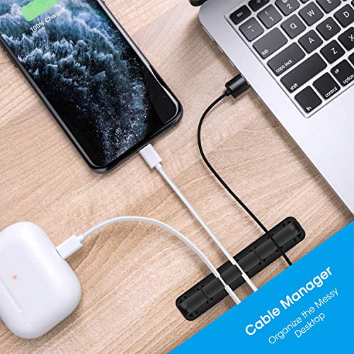2 Pack Cable Organizer Clips, Cable Management Cord Holder Self Adhesive Silicone Wire Holders for Organizing USB Charging Cable/Power Cord/Mouse PC Desktop Travel Home Office Car-Black - Thumbnail 4