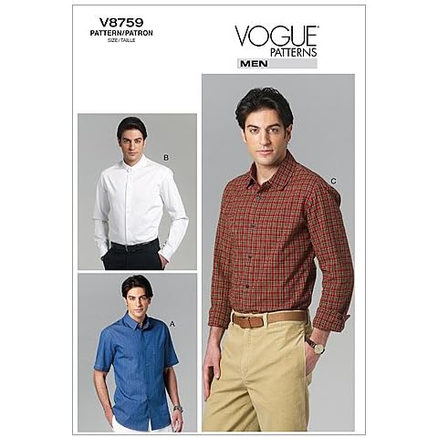 VOGUE PATTERNS V8759 Size MXX 40-42-44-46 Men's Shirt Cover