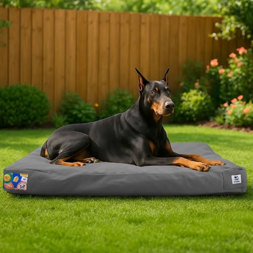 Sytopia 42 Inch Canvas Outdoor Dog Bed for Extra Large Dogs, Waterproof Washable Removable Cover, Indoor Patio Pet Pad for Crate, Dark Grey - image 8