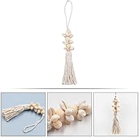 Vista 5 de GANAZONO Guirnalda de cuentas de madera de concha de mar, guirnalda de cuentas de conchas de cauri con borlas, decoración náutica de granja, bandeja
