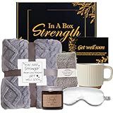 Get Well Soon Gifts for Men Care Package with Blanket, Socks, Eye Mask, Mug, Scented Candle, After Surgery, Sympathy Gift Baskets for Sick Him Brother Relatives Friends (Black)