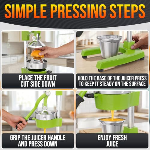 Image of Cast Iron Juicer Hand Press, Heavy-Duty Squeezer (Green)