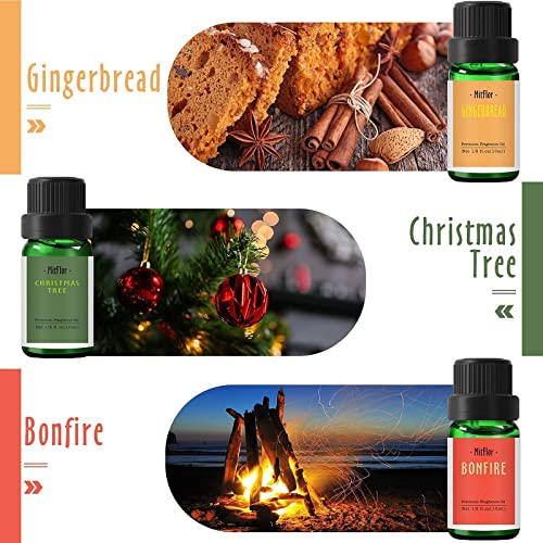 Christmas Fragrance Oils, Mitflor 12 Bottles Premium Scented Oils For Diffuser, Autumn, Soap, Candle Making, Christmas Tree, Gingerbread, Vanilla Pumpkin, Aromatherapy Oils Gift Sets #TOP4