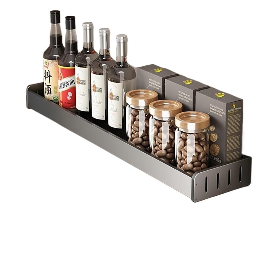 MYUYEE Wall Mounted Spice Rack Stainless Steel Spice Stor Metal Spice Racks, Kitchen Seasoning Rack(Gris-60Cm)