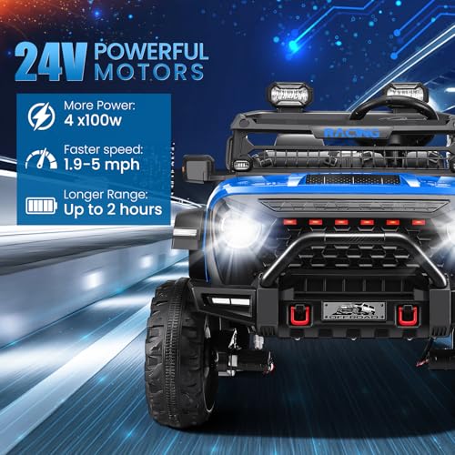 Hikole 24V 9AH Kids Ride on Toys with Remote Control, 2 Seater 4×100W Kids Electric Car, Speed up to 5 MPH, Battery Powe - Additional View