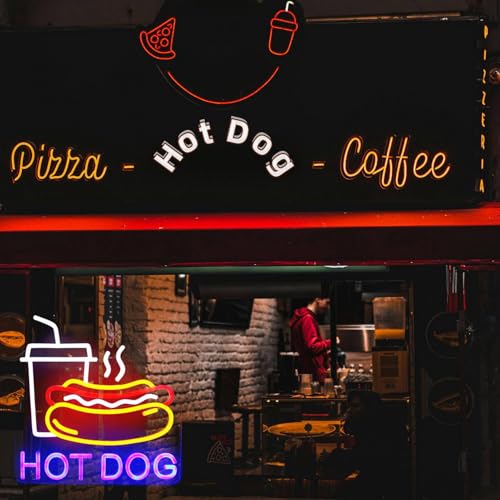 Image of Hot Dog Neon Sign for Shop Decor, Decorations for Business, Hot Dog Shop Signs, Bright and Colorful, Dimmable Design