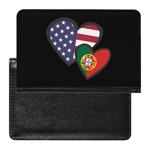 Cuori ad incastro Bandiera del Portogallo Americano Divertente Porta Passaporto Portafoglio Sottile Viaggio Documenti Organizer con Slot per Schede per Donne Uomini Stile: Taglia unica