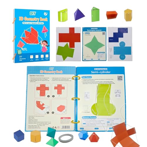 Pull String 3D Geometry Learning Book for Volume & Surface Area | Interactive Math Manipulatives & Teaching Aid | Classroom & Homeschool Supplies | Gift for Kids, Teens, Students Ages 10-15 (Blue)