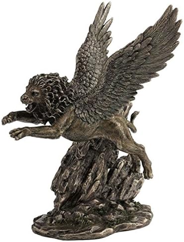 Amazon Co Jp Veronese ヴェロネーゼ 翼の生えたライオン 動物 キメラ 岩 ブロンズ風 フィギュア ホーム キッチン