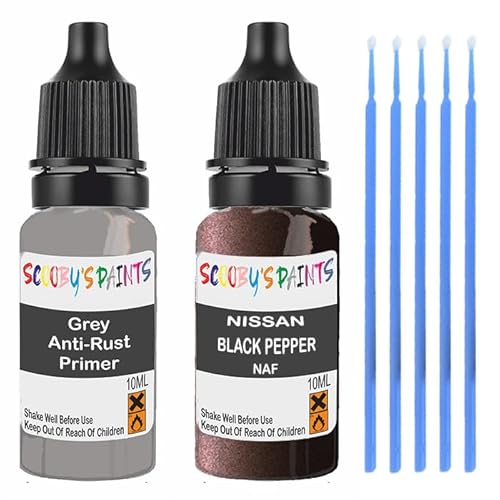 Scoobys Paints Back In The Mix Black/Grey Touch Up Paint For Nissan Pepper Naf Scratch Stone Chip Repair With Primer