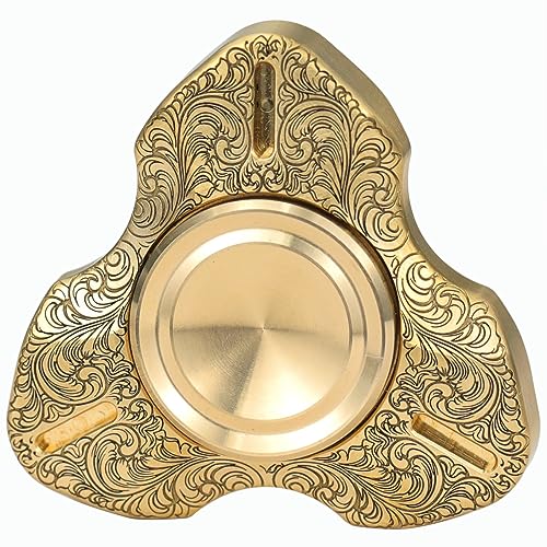 Image of FREELOVE Metal Fidget Spinner, Brass Heavy, Long Spinning Toys, Cool Silent, Small Mini 2nd Fox Figette Spiner for Adults Men Anxiety, Quiet Bearing, Relief Brass