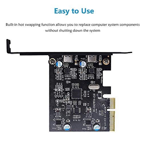 PCI-E Card YEELIYA USB 3.1Gen 2 (10Gbps) PCI Express Card with 2 port USB-C Ports PCI Express Controller Hub for Desktop PC, Support Windows XP / 7/8 / 10 - Thumbnail 3
