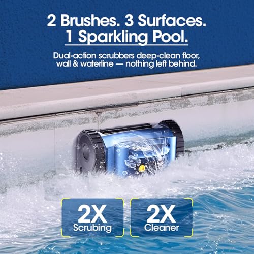 Image of Cordless Robotic Pool Vacuum, Pool Cleaner with Track Drive & Sonar Navigation, 180W Brushless Motor, Wall & Waterline Climbing, 150-Min Runtime, for Inground & Above-Ground Pools up to 2150 Sq. Ft.
