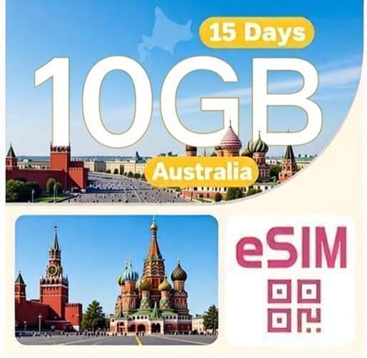 Russia Travel eSIM Card – 7 Day 5GB prepaid Data Plan | 4G LTE high-Speed Data + Unlimited Low-Speed Data | Hotspot Supported | No Contract & no SIM Card Required (15 Day 10GB)