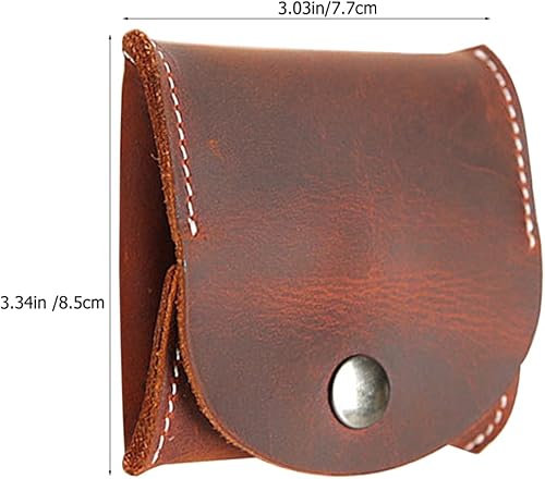 Miniatura 7 de Generic Bolsa vintage para monedas bolsa de cuero duradera y compacta, mini billetera de bolsillo, cierre a presión, bolsa de cambio de cuero para