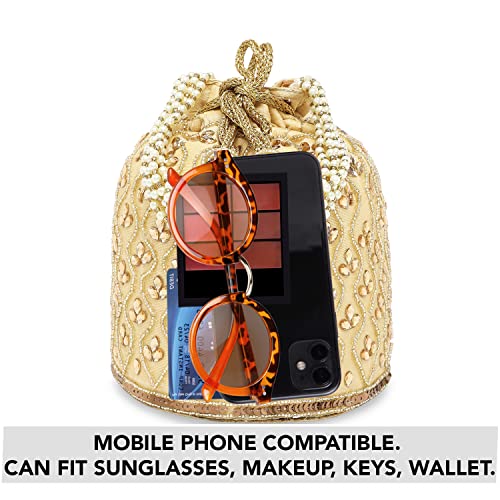 Image of Aheli Potli Bag Gift for Women Handmade Evening Wristlet Handbag Stylish Bridal Purse Fashion Bag