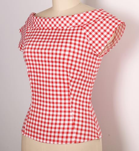 YARN & INK Women's 1950s Vintage Pinup Tops Back Bow Tie Cute Rockabilly Work Formal Shirt, Casual Blouse for Women3