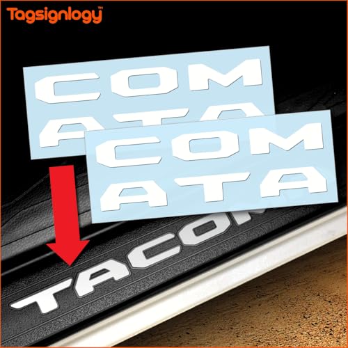 Image of Prime Series UV Weatherproof Vinyl Decals: Pair of Left and Right Front Door Sill Protector Letter Inserts fits Tacoma 2016-2023 (Matte White)