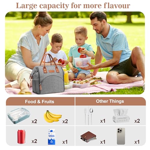 image for LOKASS Insulated Lunch Bag for Women & Men - Reusable 10 L Lunch Box f