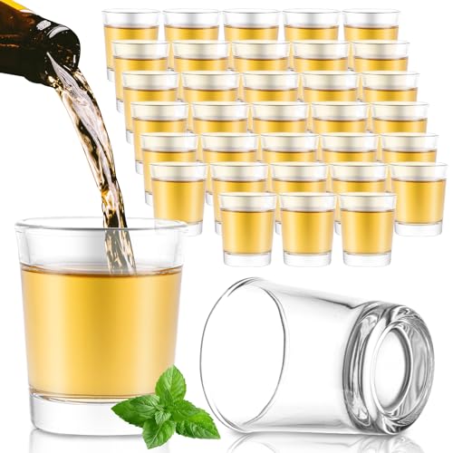 LDHHYH 36 bicchieri shot, 2,5 cl/25 ml, in vetro shot, bicchierini da liquore, base spessa, tequila da 2,5 cl, bicchierini per liquori, bicchieri trasparenti per Holiday Gatherings