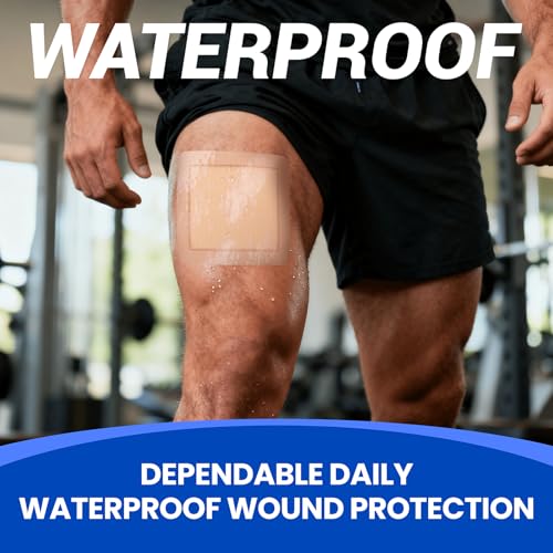 Image of Large Waterproof Bandages 5x5 Silicone Foam Dressing Sensitive Skin, 10 PCS | Bioemmalab Wound Dressing, Adhesive Cohesive Pad with Border, First Aid, Post Surgical and Burn, Pressure, Scar Healing