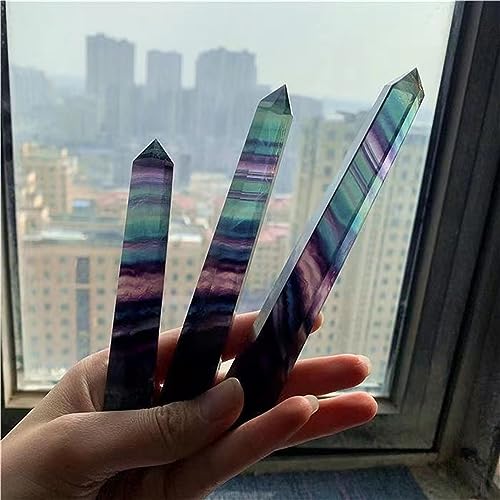 Varita de fluorita de 8-9cm y 30g como obelisco de piedra multicolor 6