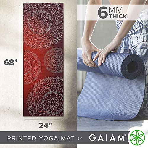 Image of Gaiam Premium Yoga Mat, 6mm Thick Print Mat | Premium 6mm thick cushioning for joint support. Non-slip print design for yoga, Pilates & floor workouts.