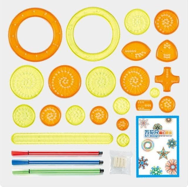 AEPRO - 1Set Spirographs Drawing Тоу Set Interlocking Gears Wheels Painting Drawing Accessories Creative Educational%Тоуss Kids Gifts (22ruler3pen1glue1SMS)