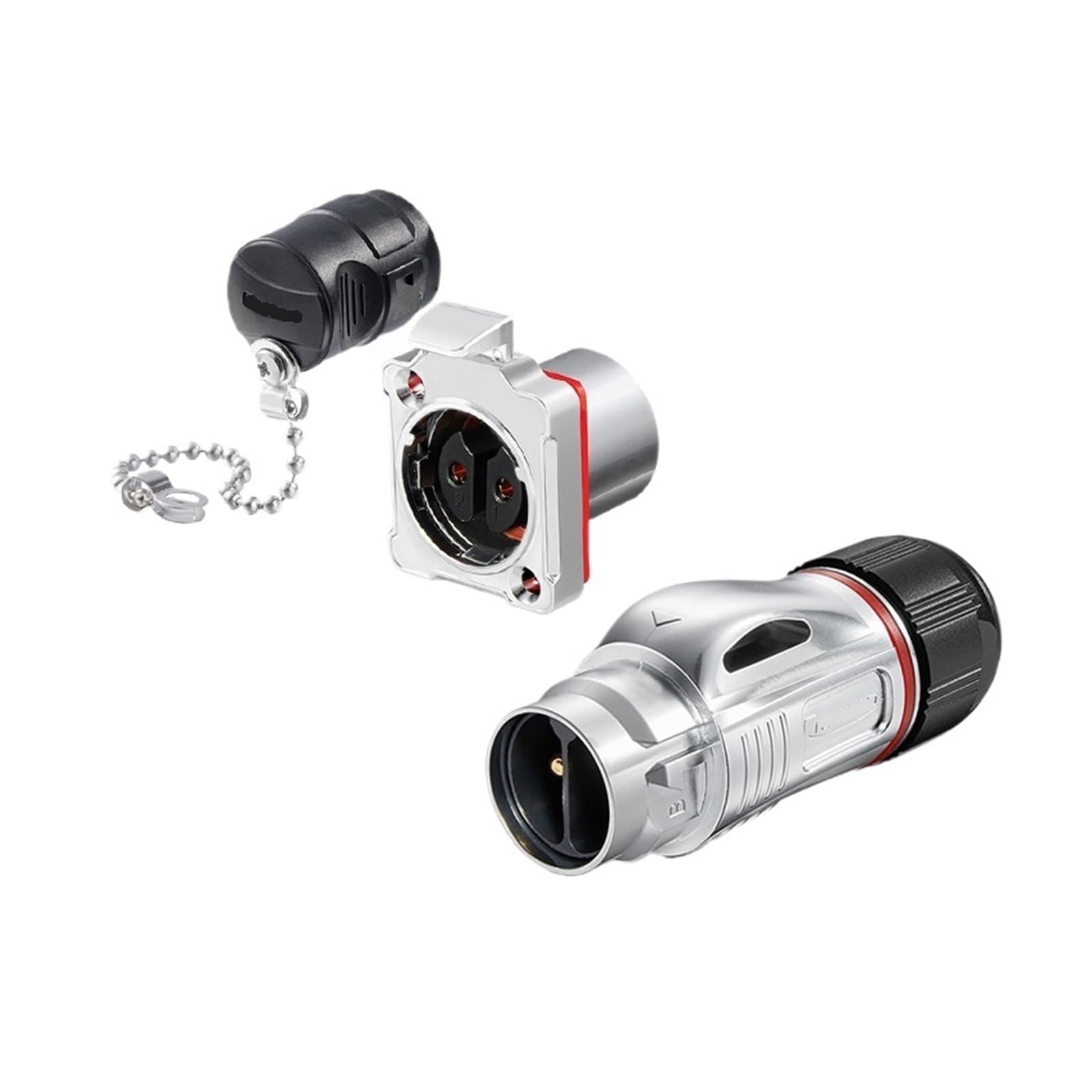 QAZXSEMUI Locking Wire BD24 2-core Metal Industrial Equipment Portable 25A Power Crimping Connector Aviation Plug(Metal flange formal wear)