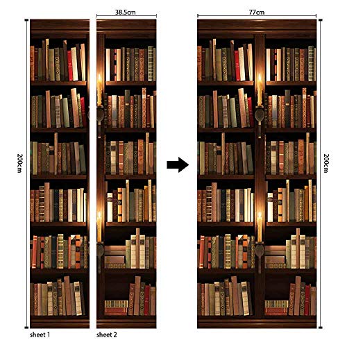 Colorspring 3D Book Shelf Door Decal Door Stickers Decor Door Mural Removable Vinyl Door Wall Mural Door Wallpaper For Home Décor (Mt-158) #TOP1