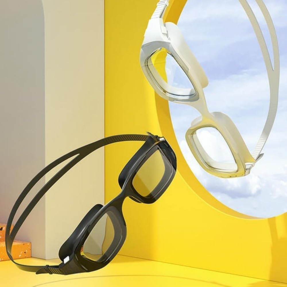 Antibeschlag-Schwimmbrille Für Erwachsene Männer Und Frauen, Breiter Rahmen, Mit Uv-Schutz, Black (400 Degrees), A