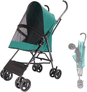 Carrinho leve para animais de estimação para gatos Cachorros e gatinhos Estrutura de guarda-chuva Carrinhos para animais de estimação para cães pequenos Carrinhos de bebê respiráveis Carrinhos de bebê para cães pequenos (verde)