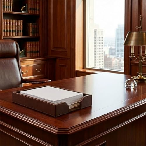 DACASSO Bonded Leather Desktop Letter Tray - Luxury Letter Holder & Paper Organizer for Desk - Office Organization & Executive Desk Decor - (Dark Brown) - Image 6