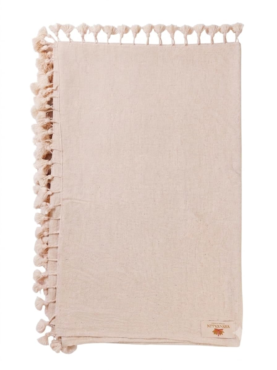 PAVITRA Meditation Shawl, Ivory, 100% Pure Organic Kala Cotton, Hand-Woven, Large, for Prayer, Yoga and Relaxation-image-29