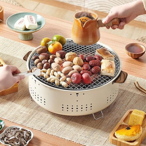 Parrilla portátil para barbacoa doméstica de acero con tapa de camping 5
