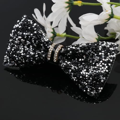 Image of Mens Rhinestone Bow Tie Pre-Tied Bow Ties for Men Adjustable Sparkle Sequin Bowtie Party Wedding