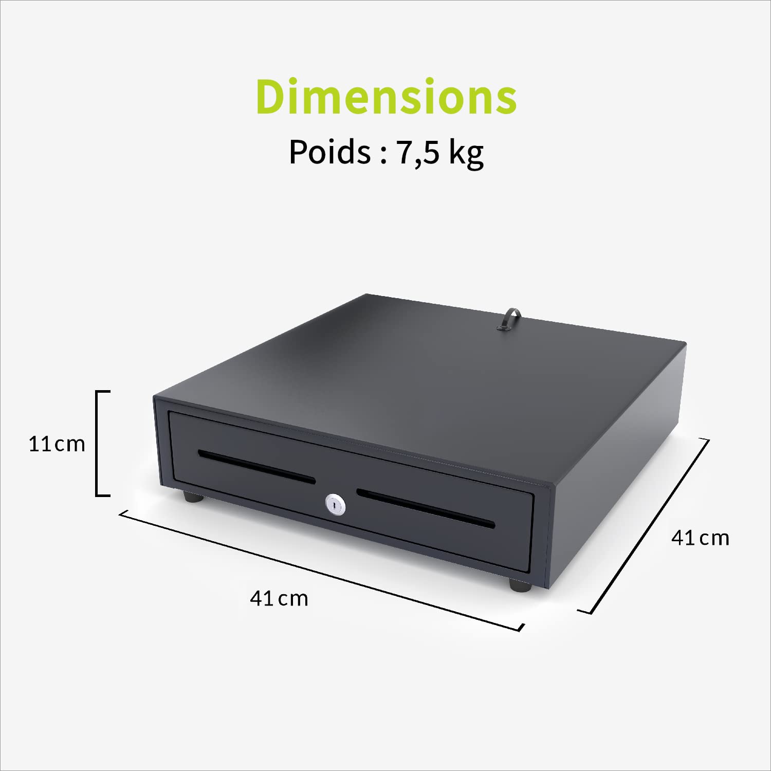 ACROPAQ Tiroir caisse - Ouverture électrique avec connexion RJ11, Tiroir-caisse monnaie 41 x 41 cm, Adapté pour installation sous le plancher