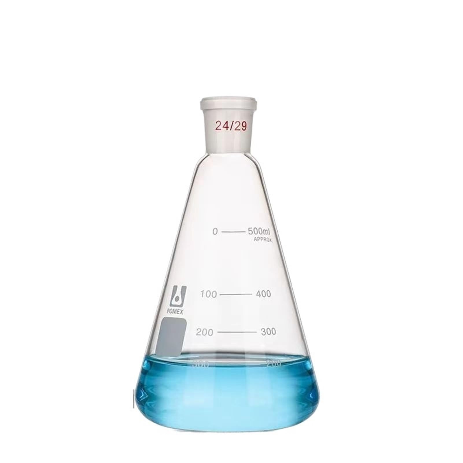 Matraz Erlenmeyer Graduado de Borosilicato, Matraz Erlenmeyer de Vidrio de 500 ml, matraz cónico de Vidrio con Cuello 24/29, matraz de Vidrio de Laboratorio.