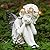 Leekung Ivory White Resin Sculpture, Angel Figurine with Solar Powered Lights for Outdoor Decor, Garden Decorations & Memorial Gifts