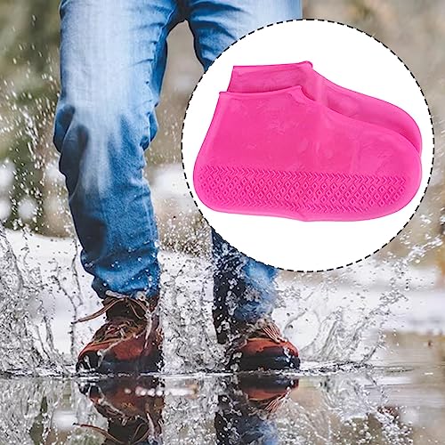 Cubiertas de silicona para zapatos en clima húmedo, sobrefundas reutilizables para adultos y niños, color rojo talla S miniatura 3