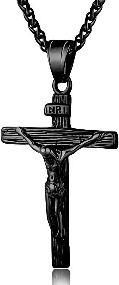 Jesus Crucifix Cross Pendant Necklace Stainless Steel/18K Gold Cross Necklace for Men