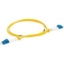 LC to LC Duplex OS2 Single Mode Fiber Optic Patch Cable 1M / 3.3ft, 9/125m SMF, LC UPC Connectors, Low Insertion Loss, LSZH Jacket, Compatible with 1G/10G Networks, Yellow, Indoor Use