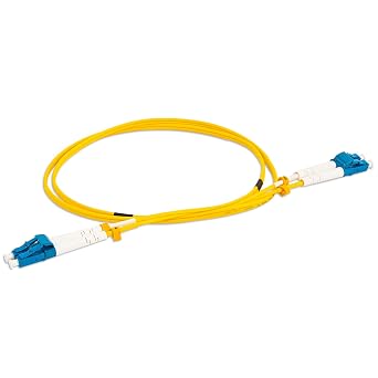 LC to LC Duplex OS2 Single Mode Fiber Optic Patch Cable 1M / 3.3ft, 9/125m SMF, LC UPC Connectors, Low Insertion Loss, LSZH Jacket, Compatible with 1G/10G Networks, Yellow, Indoor Use