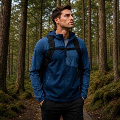 Image of Reebok Mens Softshell Jacket - Lightweight Fleece Mens Jacket with Hood - Weather Resistant Zip Up Windbreaker Coats for Men