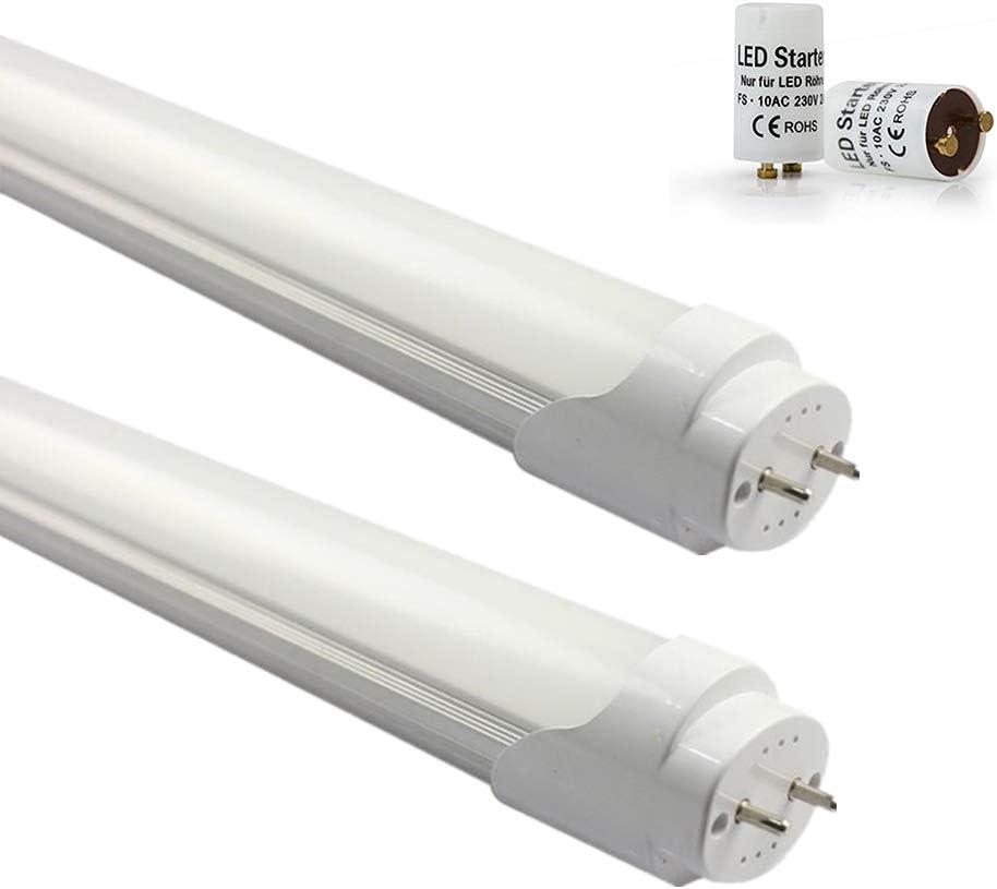2pcs T8 G13 120cm 4FT 18W 1620LM 96SMD Cool White 6000-6500K LED Tube Bulbs Fluorescent/Neon Tubes w White Cover [Energy Class A+]